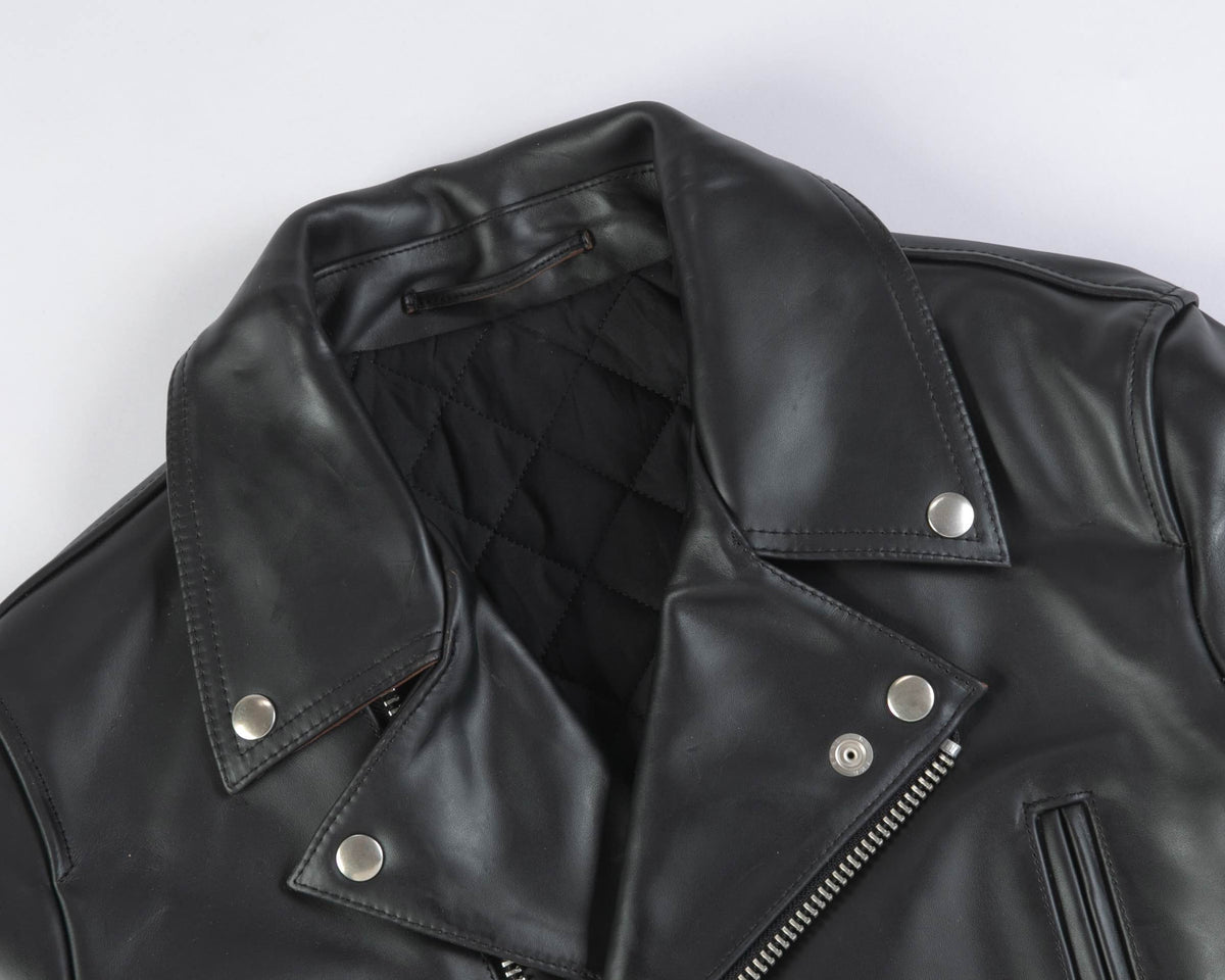 Slim-Fit British Horsehide Motorcycle Jacket — Black