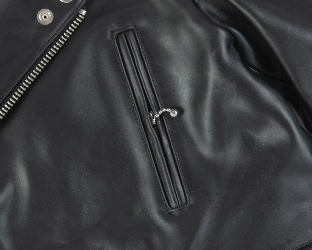 Slim-Fit British Horsehide Motorcycle Jacket — Black