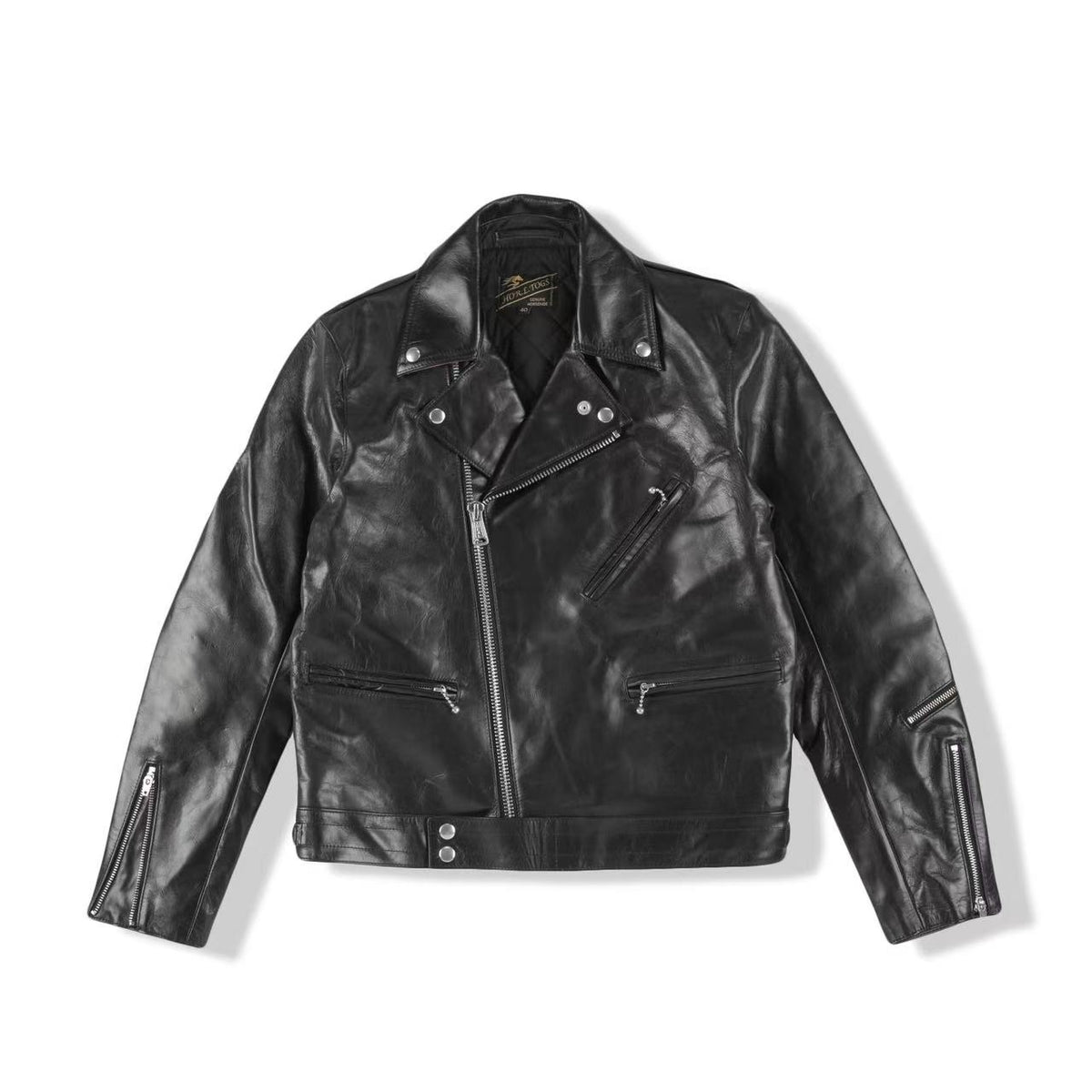 Black Polish Horsehide Motorcycle Jacket - British Style