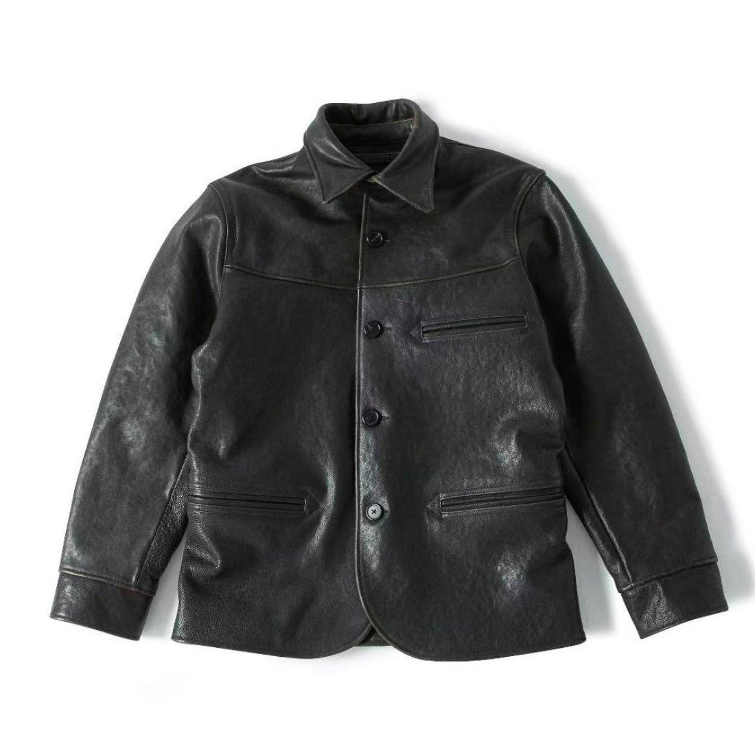 Tea-Core Horsehide Leather Car Coat