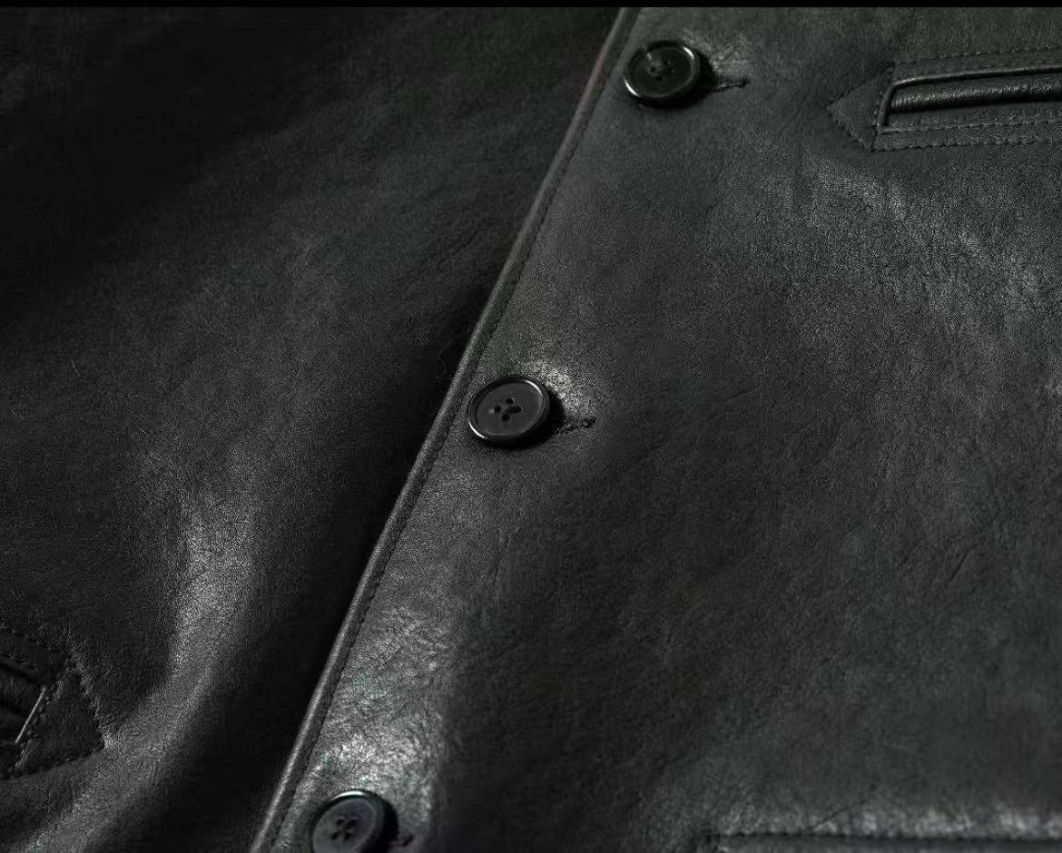 Tea-Core Horsehide Leather Car Coat