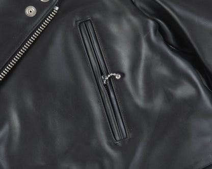 Slim-Fit  British Horsehide Motorcycle Jacket — Black