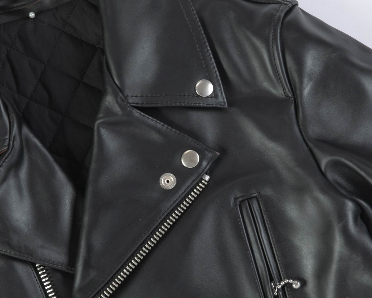 Slim-Fit  British Horsehide Motorcycle Jacket — Black