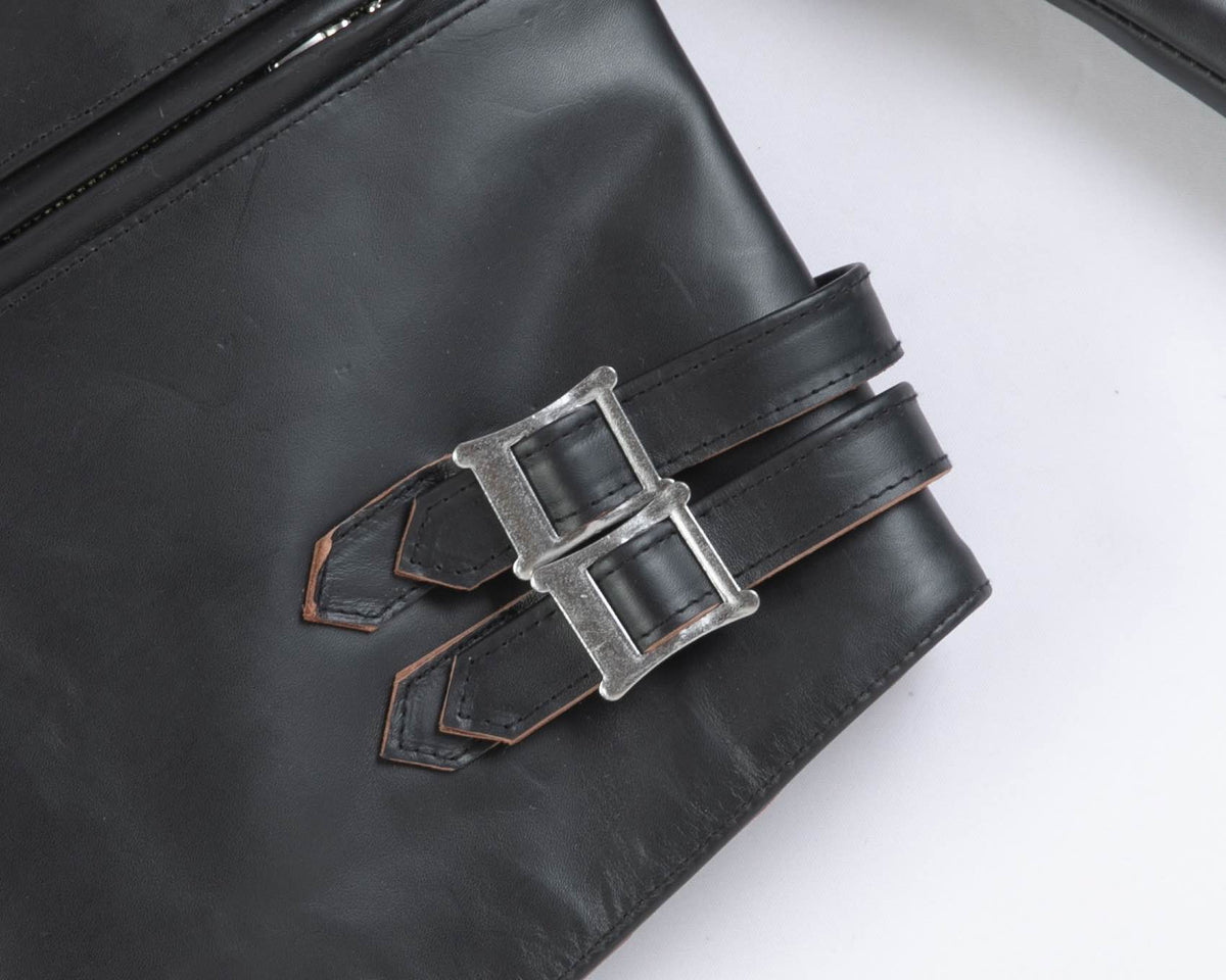 Slim-Fit  British Horsehide Motorcycle Jacket — Black