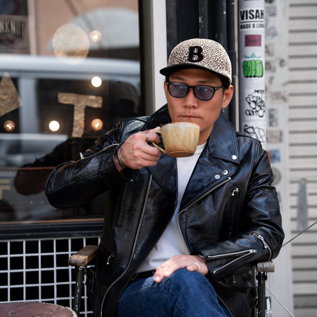 Slim-Fit  British Horsehide Motorcycle Jacket — Black