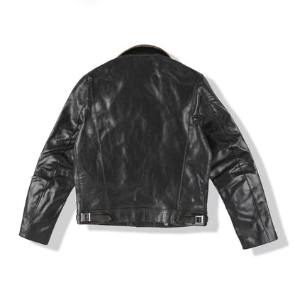 Black Polish Horsehide Motorcycle Jacket - British Style