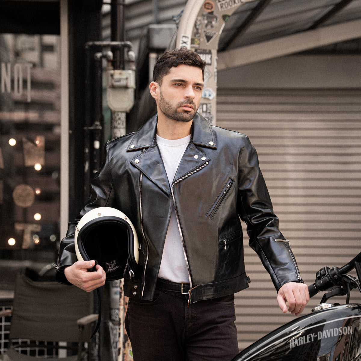 Black Polish Horsehide Motorcycle Jacket - British Style