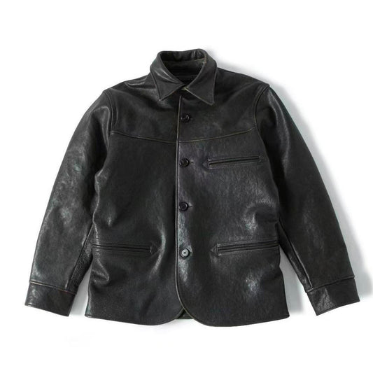 Tea-Core Horsehide Leather Car Coat