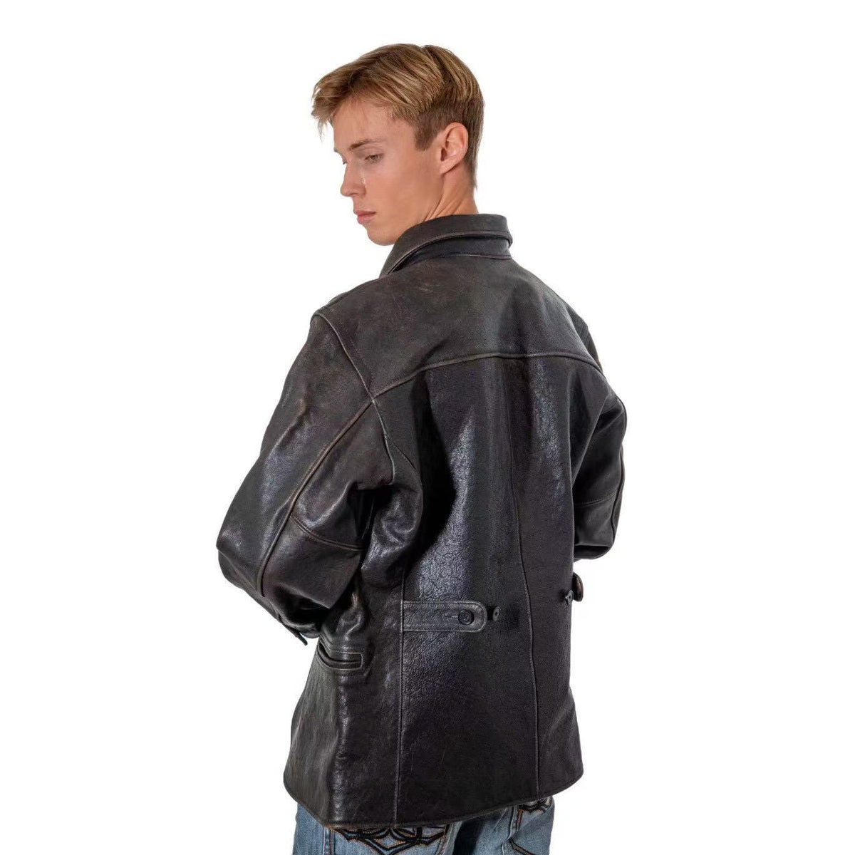 Tea-Core Horsehide Leather Car Coat