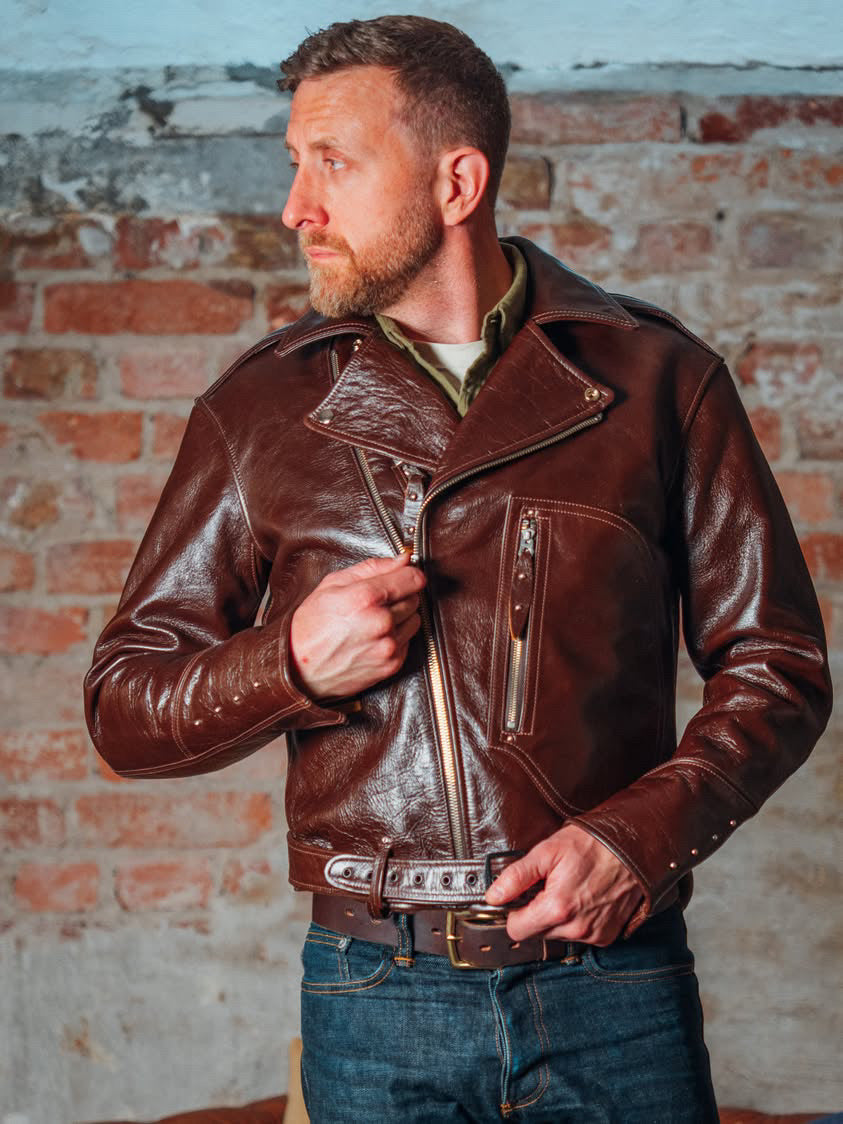 Brown D-Pocket Horsehide Leather Jacket