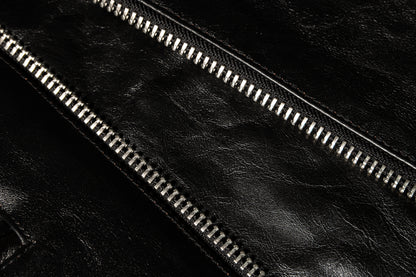 Slim-Fit  British Horsehide Motorcycle Jacket — Black
