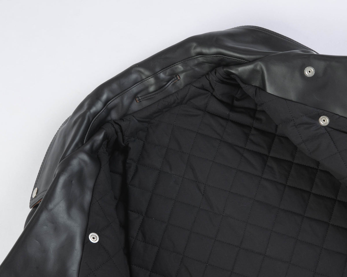 Slim-Fit  British Horsehide Motorcycle Jacket — Black
