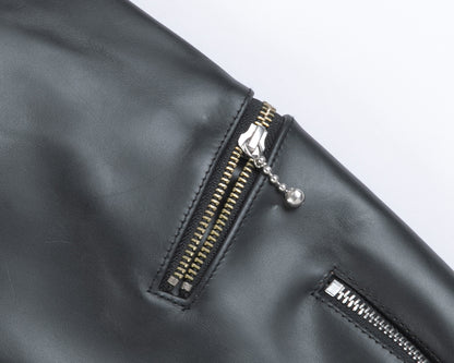 Slim-Fit  British Horsehide Motorcycle Jacket — Black